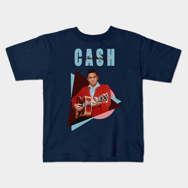 Johnny Cash / Aesthetic Retro Style Kids T-Shirt by Deorans